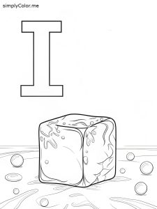 I is for ice cube coloring page