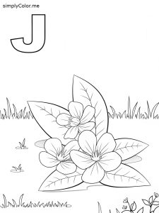 J is for jasmine flower coloring page