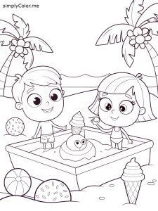 Kids summer coloring sheet Kids summer coloring sheet