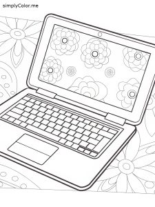 Laptop coloring sheet