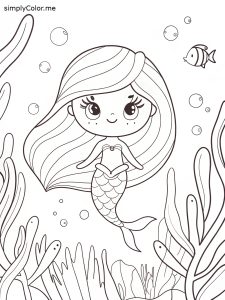 Mermaid printable coloring