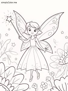 Mythical fairy coloring page for adults