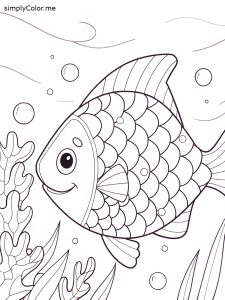 Rainbow fish coloring sheet