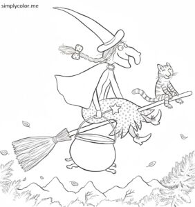 Room on the broom coloring sheet Room on the broom coloring page