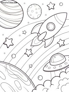 Space coloring sheet for kids Space coloring sheet for kids