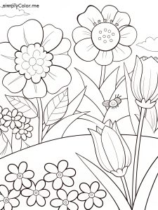 Spring flower coloring sheet