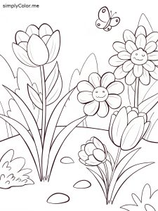 Spring flowers color sheet Spring flowers color sheet