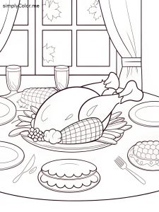 Thanksgiving meal coloring page Thanksgiving meal coloring page
