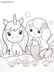 Unicorn mermaid coloring sheet