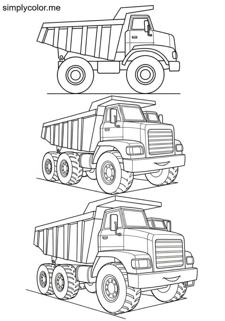 dump trucks coloring page