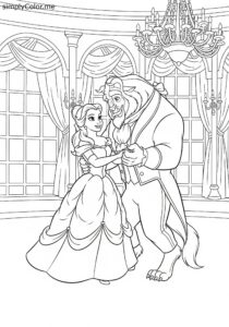 Belle and the Beast dancing coloring page Belle and the Beast dancing coloring page