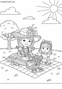 Fancy Nancy and Jojo having a picnic coloring page Fancy Nancy and Jojo having a picnic coloring page