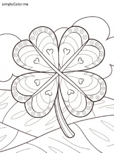 Four leaf clover coloring sheet