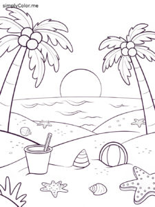 Free beach coloring sheet