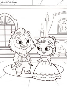 Free beauty and the beast coloring page