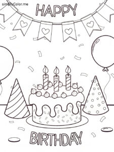 Free coloring page happy birthday