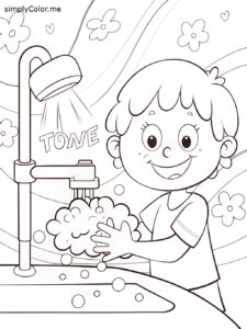 Free hand washing coloring sheet