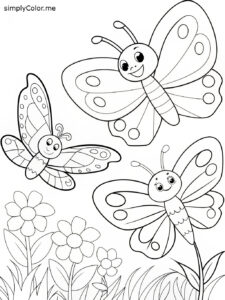 Free printable coloring sheet of butterflies