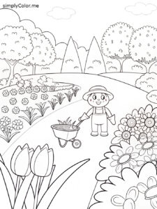 Gardening coloring sheet