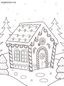 Gingerbread house coloring sheet free