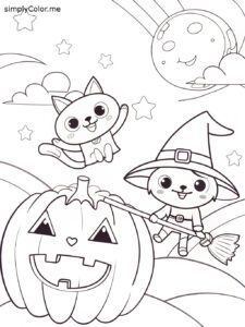 Halloween coloring sheet cute