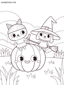 Halloween cute coloring sheet