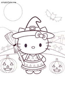 Halloween hello kitty coloring sheet