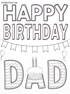Happy birthday dad coloring page