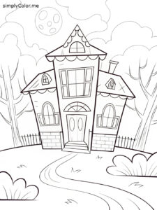 Haunted house to color