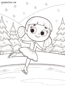 I is for ice skating coloring page