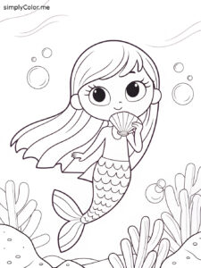 Kids coloring sheet mermaid