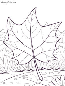 Leaf coloring page printable