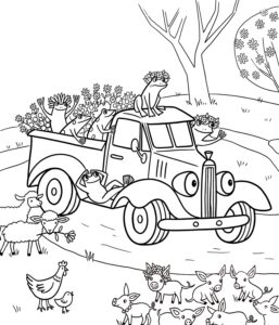Little blue truck coloring sheet