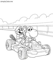 Mario and Yoshi Kart race coloring page Mario and Yoshi Kart race coloring page