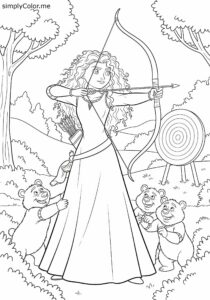 Merida and her Brave archery practice coloring page