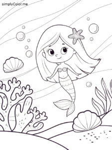 Mermaid color page printable
