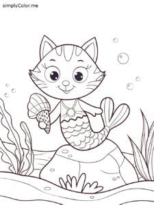 Mermaid kitty coloring page Mermaid kitty coloring page
