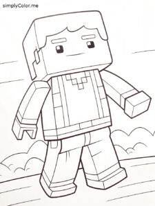 Minecraft steve coloring sheet