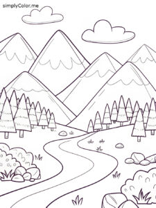 Mountain coloring sheet