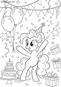 My Little Pony Pinkie Pie throwing a party coloring page