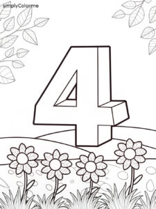 Number 4 coloring sheet