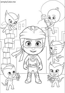 PJ Masks Night Ninja and the Ninjalinos causing mischief coloring page PJ Masks Night Ninja and the Ninjalinos causing mischief coloring page