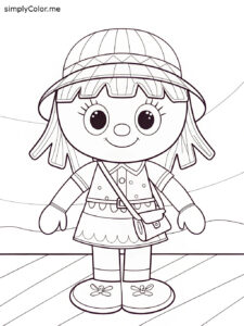 Paper doll coloring page