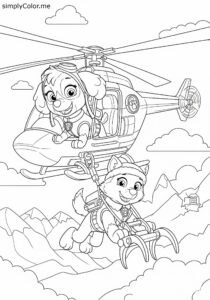 Paw Patrol Skye and Everest air rescue coloring page Paw Patrol Skye and Everest air rescue coloring page