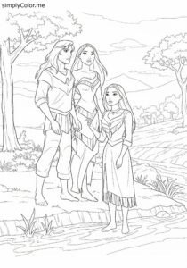 Pocahontas Kocoum and Nakoma by the river coloring page