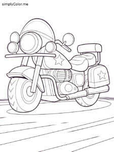 Police motorcycle coloring page