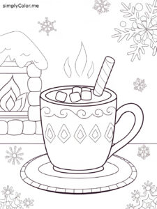Printable hot chocolate coloring page Printable hot chocolate coloring page