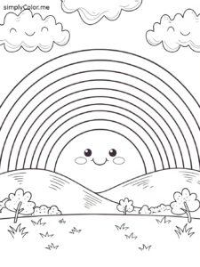 Rainbow printable coloring sheet Rainbow printable coloring sheet