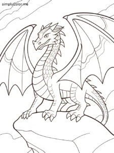 Realistic dragon coloring sheet