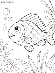 Red fish coloring page